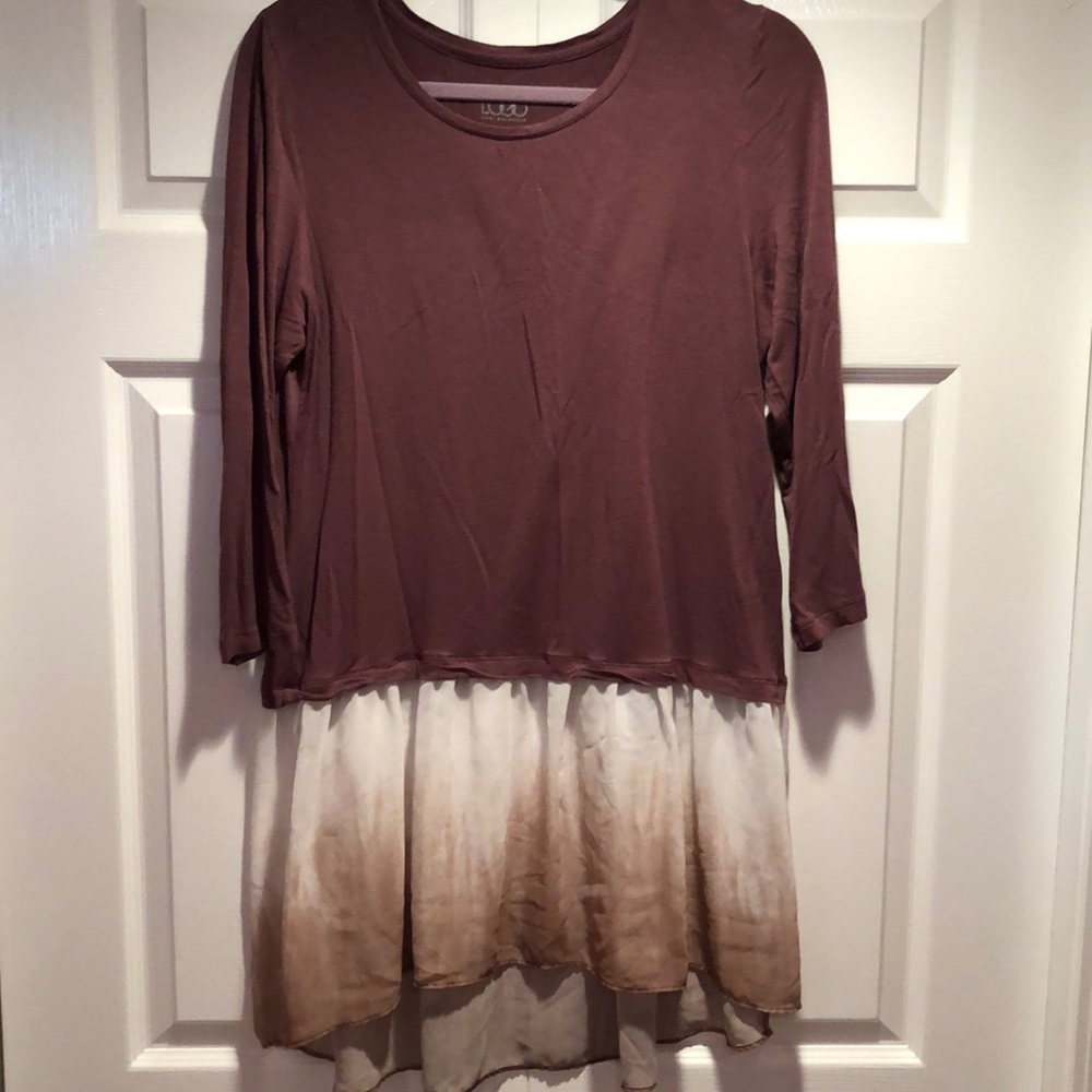 Logo ombré Hi-low 3/4 sleeve top Maple medium